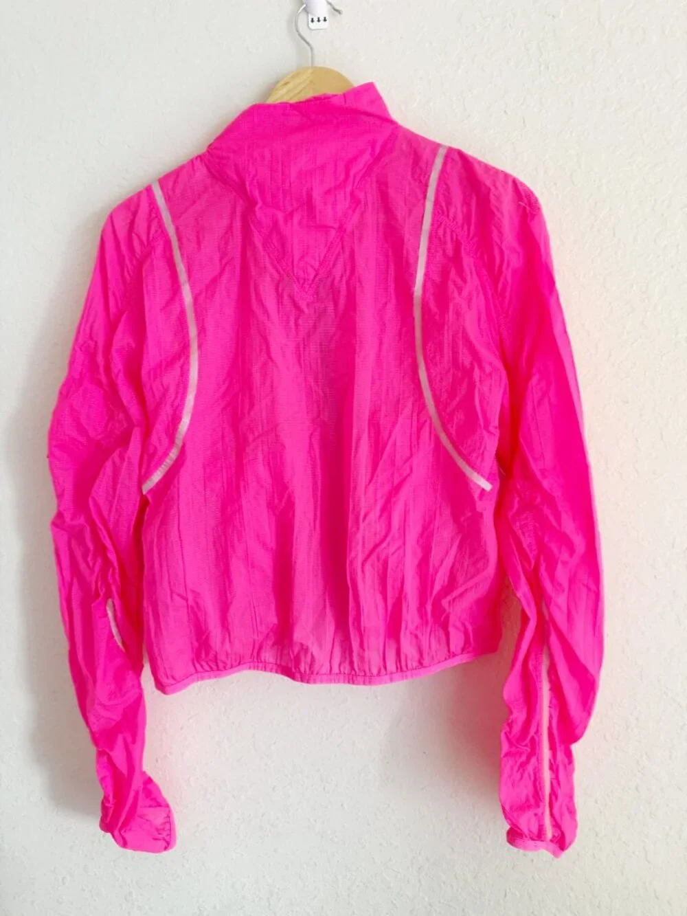 Free People Movement Neon Pink Reflective Cropped Windbreaker Jacket Small